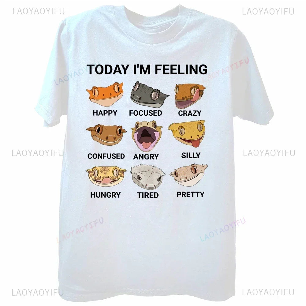 Today I'm Feeling Crested Gecko Tees – Fashion Casual Streetwear Hip-hop Loose O-neck T-Shirt for Men - Premium tee from Lizard Vigilante - Just $22.88! Shop now at Lizard Vigilante