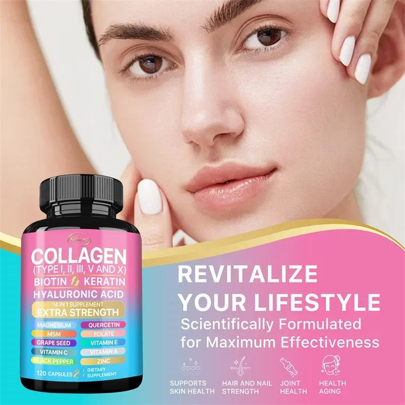Collagen Supplement - Supports Skin Care, Nails, Hair, Antioxidants and The Immune System