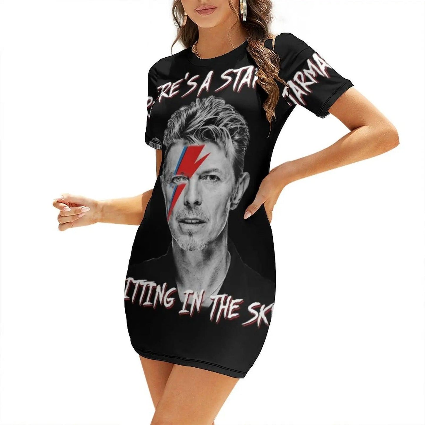 There’s A Starman Waiting In The Sky David Bowie Vintage Evening Party Dresses Midi Sexy Dress Female Sweet One Piece Korean Style - Premium dress from Lizard Vigilante - Just $28.99! Shop now at Lizard Vigilante