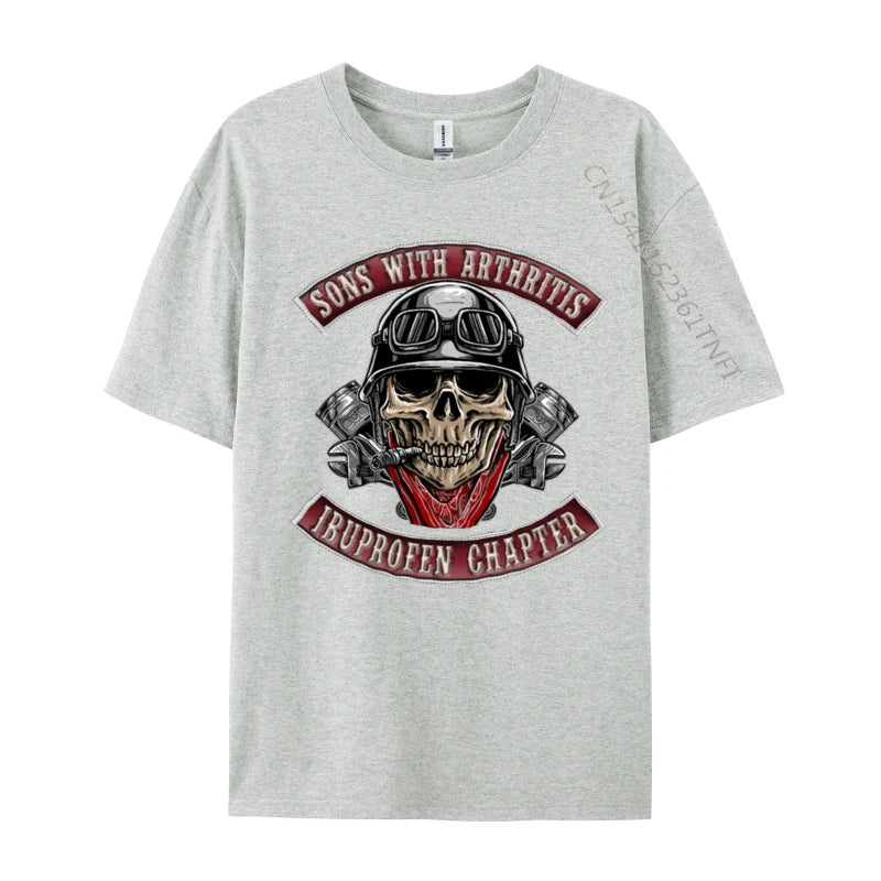 Sons With Arthritis Ibuprofen Chapter Funny Biker Skull T-Shirt – 100% Premium Cotton - Premium T-Shirt from Lizard Vigilante - Just $25.88! Shop now at Lizard Vigilante