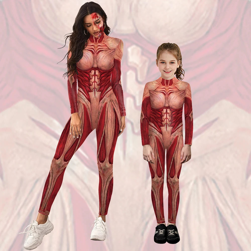 Halloween Muscle 3D Printing Jumpsuits for Adults and Kids – Skeleton Costume Performance Matching Outfits! - Premium Cosplay Costumes from Lizard Vigilante - Just $27.77! Shop now at Lizard Vigilante