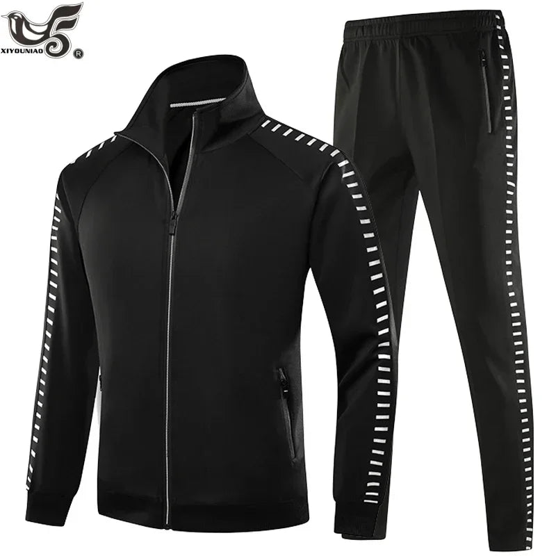 Winter Basketball Tracksuit Men Fashion Reflective Strip Hoodies+Pant Set Outdoor Gym Jogging SportSuit Running Sweatshirt Suits - Premium  from Lizard Vigilante - Just $87.99! Shop now at Lizard Vigilante