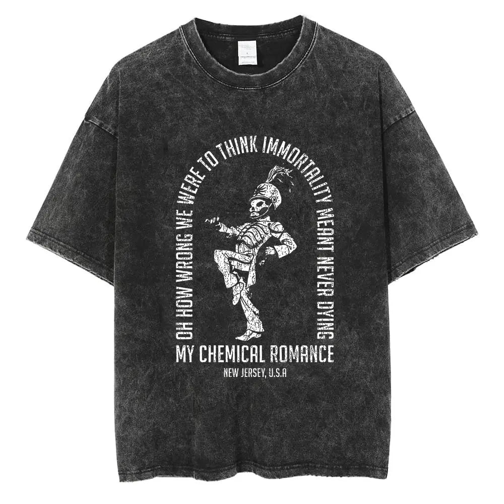 My Chemical Romance Washed Retro T Shirt The Black Parade Unisex Fashion Hip Hop Gothic T-shirt Cotton Loose Streetwear T Shirts - Premium  from Lizard Vigilante - Just $22.99! Shop now at Lizard Vigilante