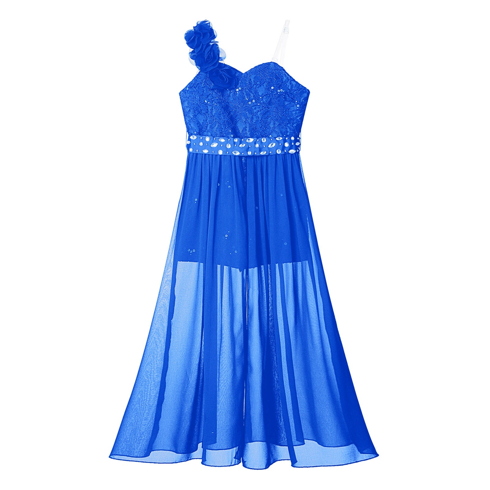 Girls Elegant Party Dress – Sequin Beaded Asymmetrical Gown with Lace Chiffon Overlay, Birthday, Wedding, Prom Pageant Dress - Premium dress from Lizard Vigilante - Just $34.99! Shop now at Lizard Vigilante