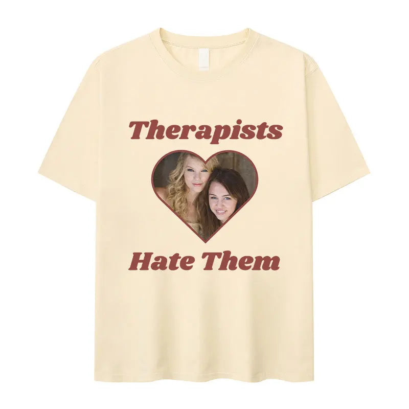 Therapists Hate Them Miley Cyrus Hannah Montana Graphic T-shirt | Retro Harajuku Fashion Oversized Cotton Tee for Men & Women - Premium tee from Lizard Vigilante - Just $26.66! Shop now at Lizard Vigilante