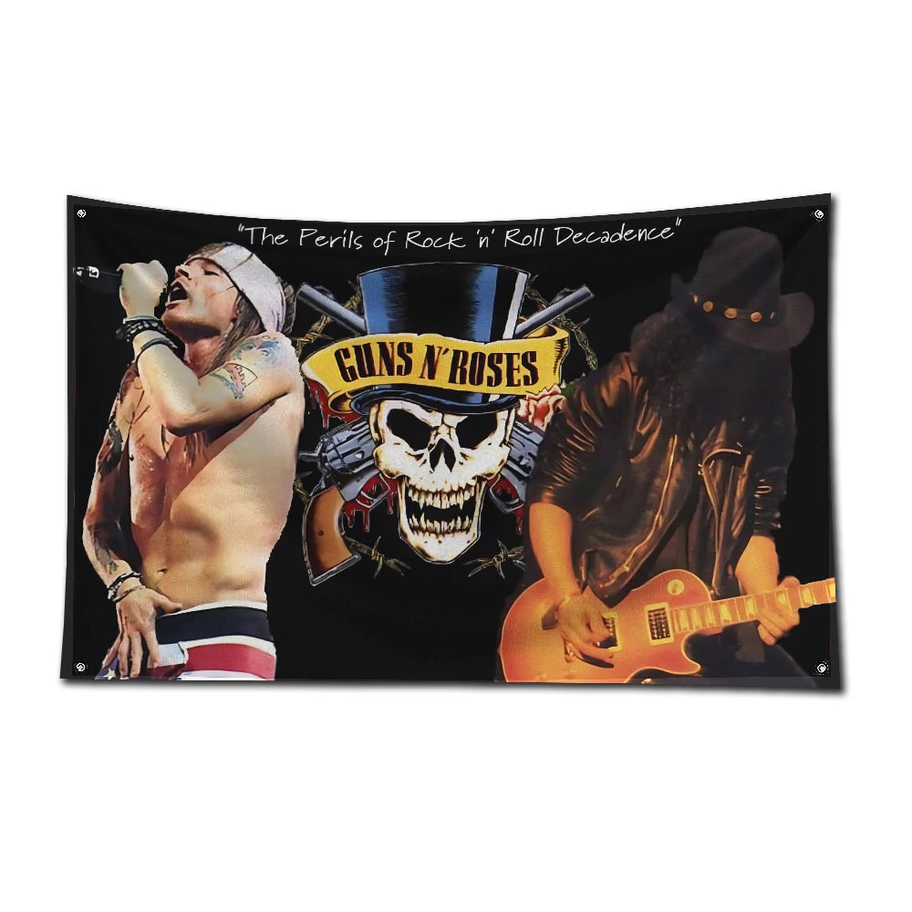 Guns N' Roses Rock Band Flag – 3x5 FT Polyester Banner with Digital Printing and Brass Grommets for Garage or Outdoor Decor - Premium flag from Lizard Vigilante - Just $19.99! Shop now at Lizard Vigilante