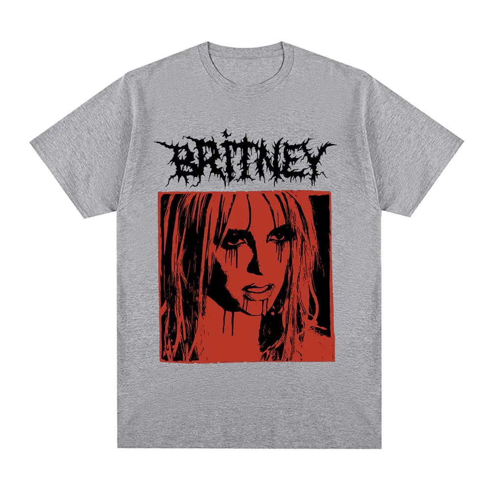 Britney Spears Metal Rock Graphic T-shirt Men Women Fashion Hip Hop T Shirts Harajuku Vintage Short Sleeve Tee Shirt Oversized - Lizard Vigilante