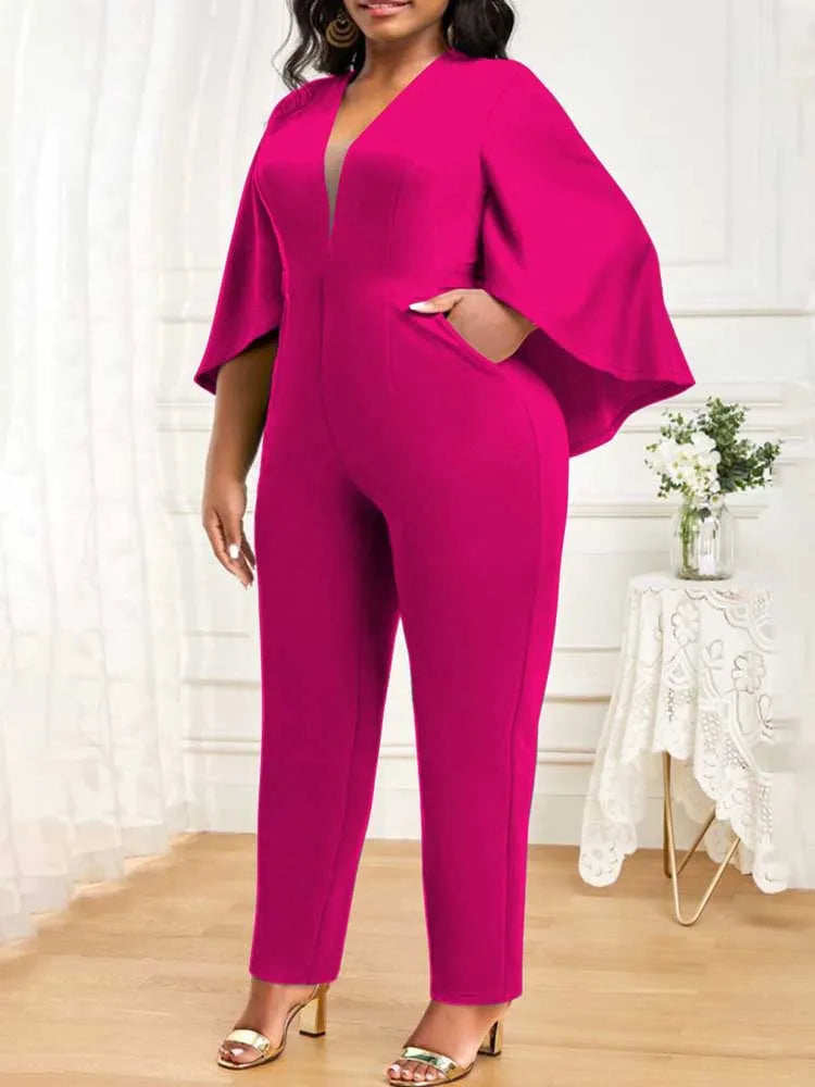 Elegant Batwing Sleeve Jumpsuit - Sophisticated Style - Premium jumpsuit from Lizard Vigilante - Just $46.66! Shop now at Lizard Vigilante