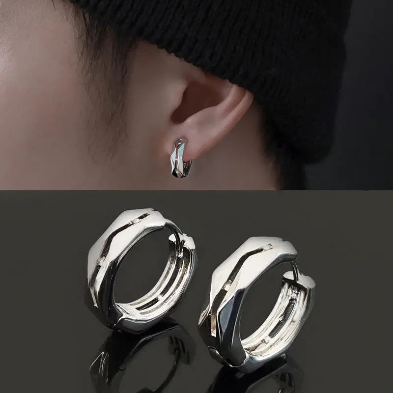 Vintage Black Skull Needle Hoop Earrings – Hypoallergenic Punk Biker Rock Jewelry for Men - Premium earrings from Lizard Vigilante - Just $19.88! Shop now at Lizard Vigilante