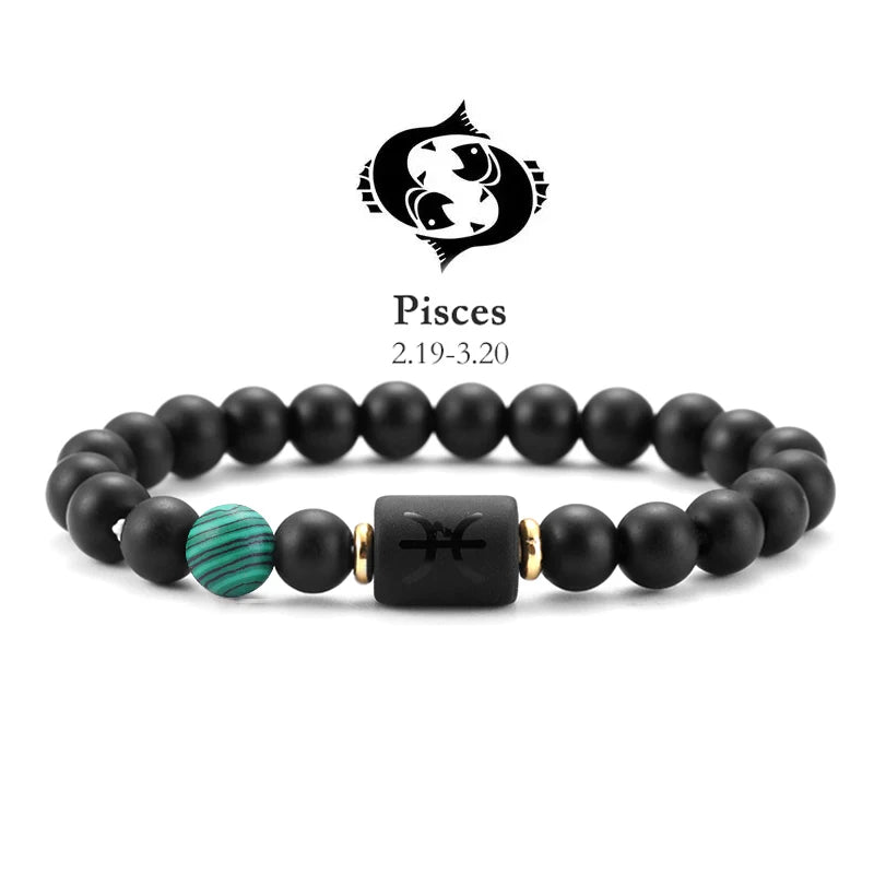 Zodiac Signs Natural Stone Bracelets Taurus Cancer Virgo Pisces Bracelets Ladies Men Couples Friendship Jewelry Gift Bracelet - Premium bracelet from Lizard Vigilante - Just $22.99! Shop now at Lizard Vigilante