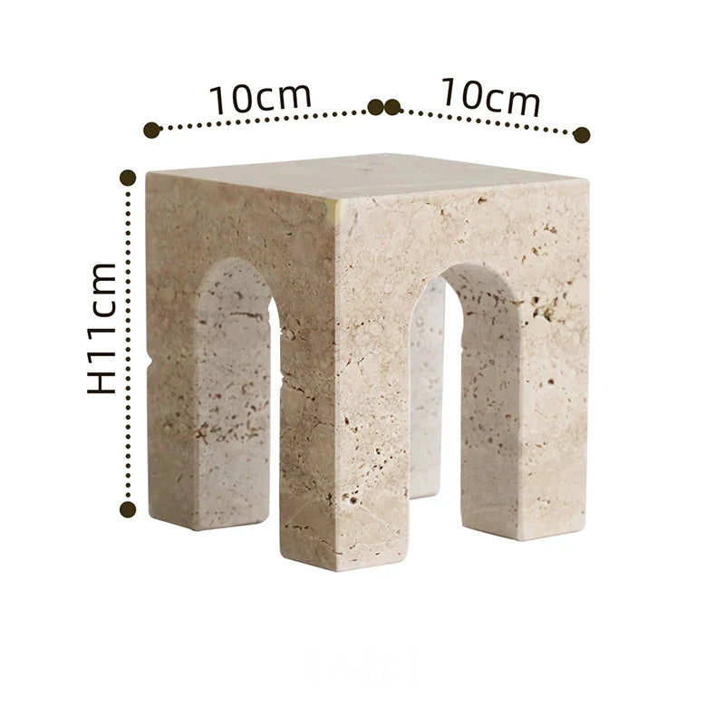 Travertine Sculptures and Figurines Archway Shape Statue for Shelf Coffee Table TV Cabinet Bookshelf Living Room Home Decoration