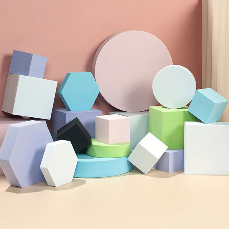 8pcs Hard Foam Shapes Makeup Tools Studio Shooting Props Geometric Cube Cosmetics For Lipstick Craft Photography Props