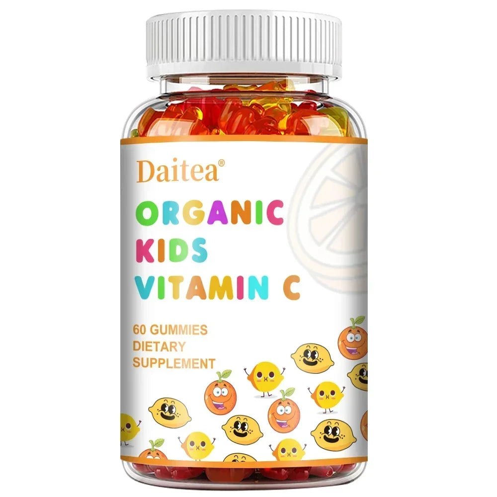 DAITEA Children's Vitamin C Gummies, with Zinc, Immune Support Promote Bone Development Improve Memory 60 Gummies