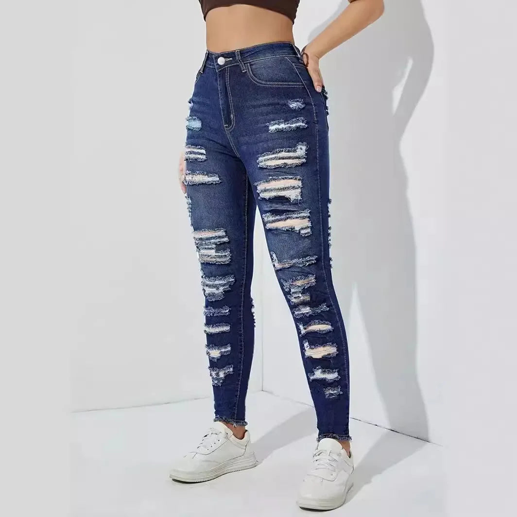 Kalenmos Y2K Time-Traveler Jeans: High-Waist Spliced Mom Jeans for Women – Elegant Pencil Pants That Make Basic Denim Cry in the Fitting Room - Premium  from Lizard Vigilante - Just $33.88! Shop now at Lizard Vigilante