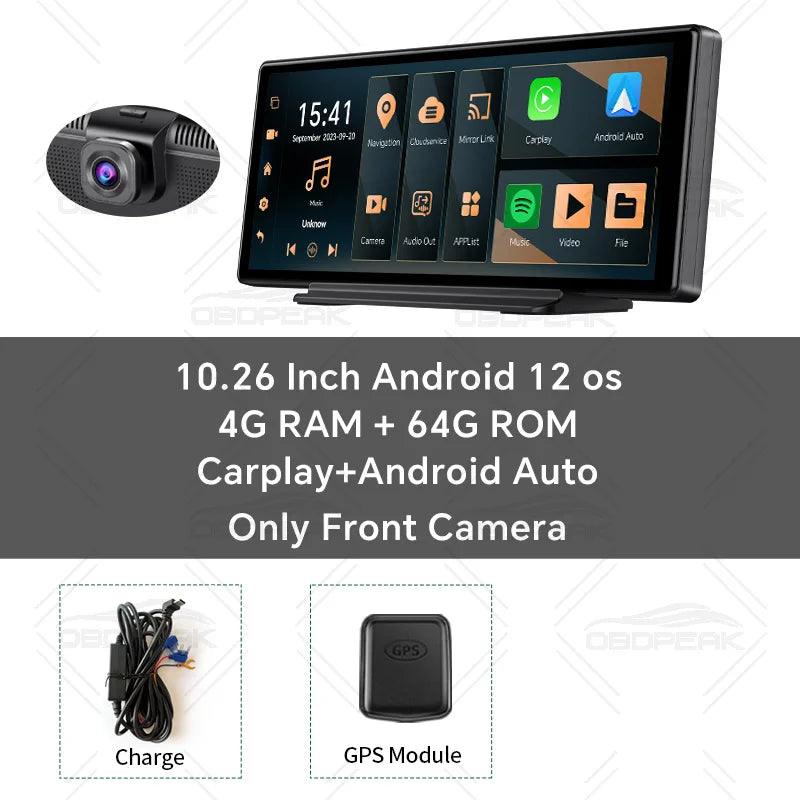 K50 4G+64G 10.26 4G Android 13 AI Screen GPS Navigation Carplay Android AUTO Dual Lens Dash Cam Rear View Mirror Video Recorder - Premium Accessories from Lizard Vigilante - Just $226.99! Shop now at Lizard Vigilante