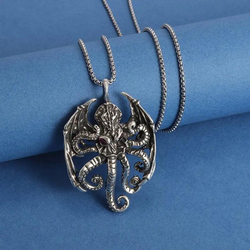 Fashionable Neptune Poseidon Trident Metal Pendant Necklace Men's Biker Gothic Rock Motorcycle Fashion Jewelry Gift - Lizard Vigilante