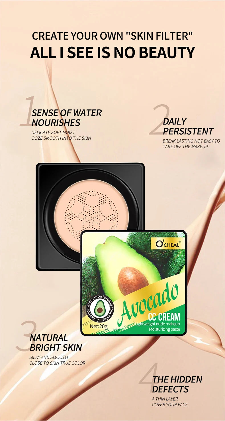 Lightweight Air Cushion Foundation CC Cream Natural Moisturizing Concealer Even Skin Tone Long Lasting Contour Makeup Cosmetics