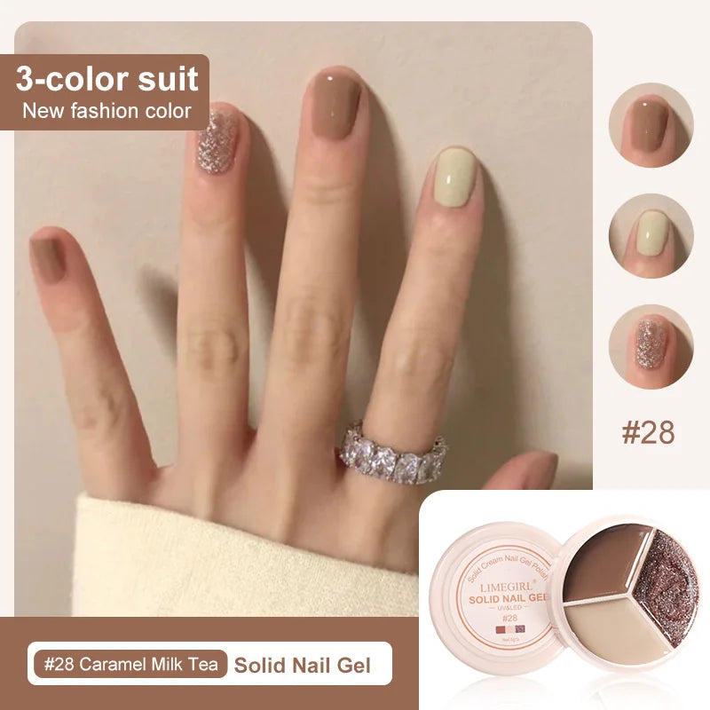 LIMEGIRL Solid Nail Art Gel Polish 15g 3 Colors Cream Soft Gel Polish for Nail Art Beginner DIY Design  Home/Salon Manicure Gift