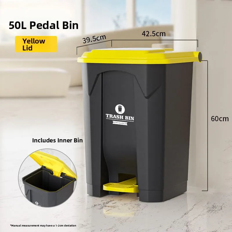 Commercial Pedal Tra Can Large Capaci Outdoor Foot Operated Garbage Bin Thiened Plastic Square Bin for Home And Kitchen