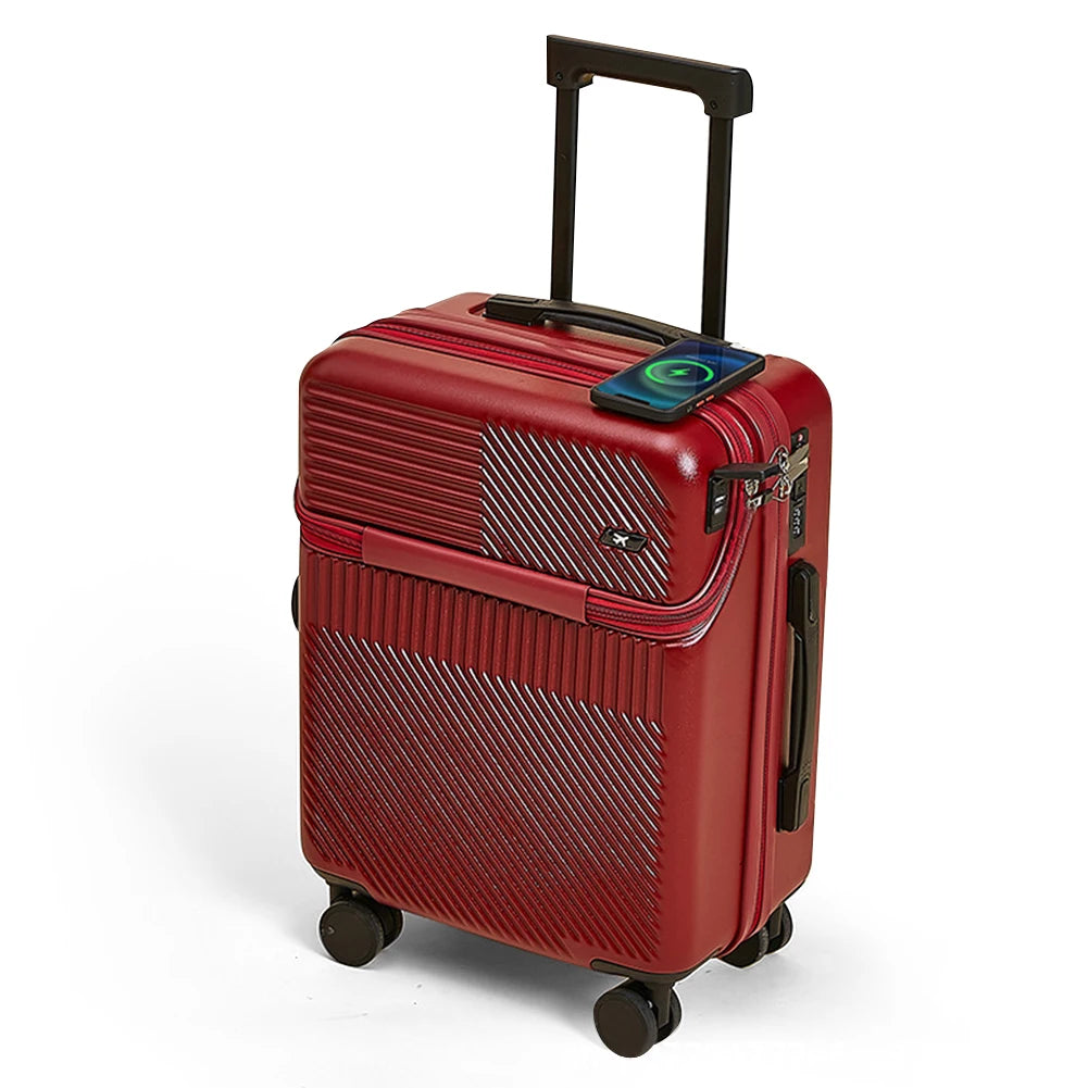 20" Expandable Carry-On Suitcase with USB Charging – Scratch-Resistant, Spinner Wheels, and Front Access for Ultimate Travel Convenience - Premium luggage from Lizard Vigilante - Just $95.99! Shop now at Lizard Vigilante