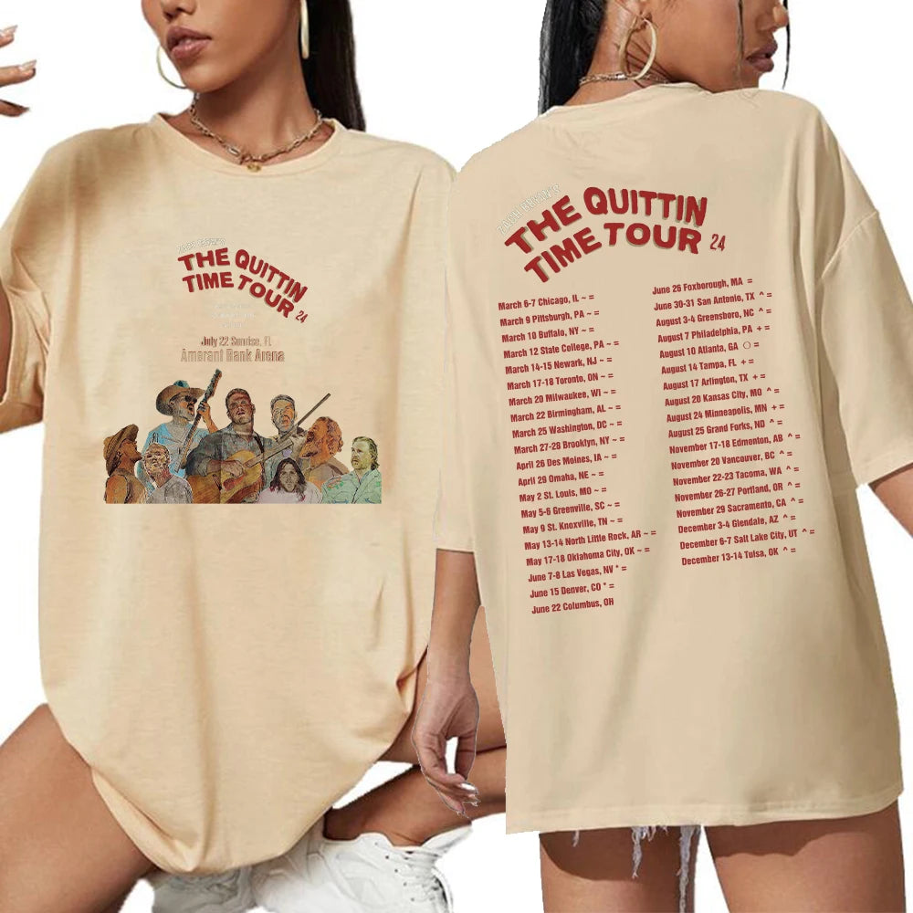 Zach Bryan The Quittin' Time Tour 2024 Oversized Graphic T-Shirt for Men & Women – Hip Hop Casual ModaL Tee - Premium t-shirt from Lizard Vigilante - Just $38.88! Shop now at Lizard Vigilante