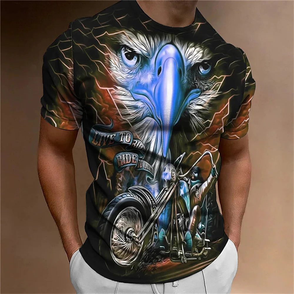 Eagle Motorcycle Retro T-Shirt | Vintage Bike Tee - Premium T-Shirt from Lizard Vigilante - Just $22.99! Shop now at Lizard Vigilante