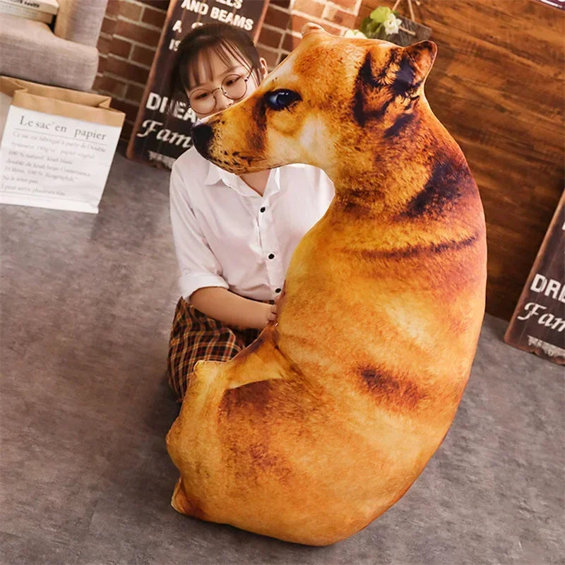3D Dog Cushion Plush Body Throw Pillow Stuffed Doll Toy Realistic Dog Sofa Cushion Office Chair Decorative Home Creative Gift