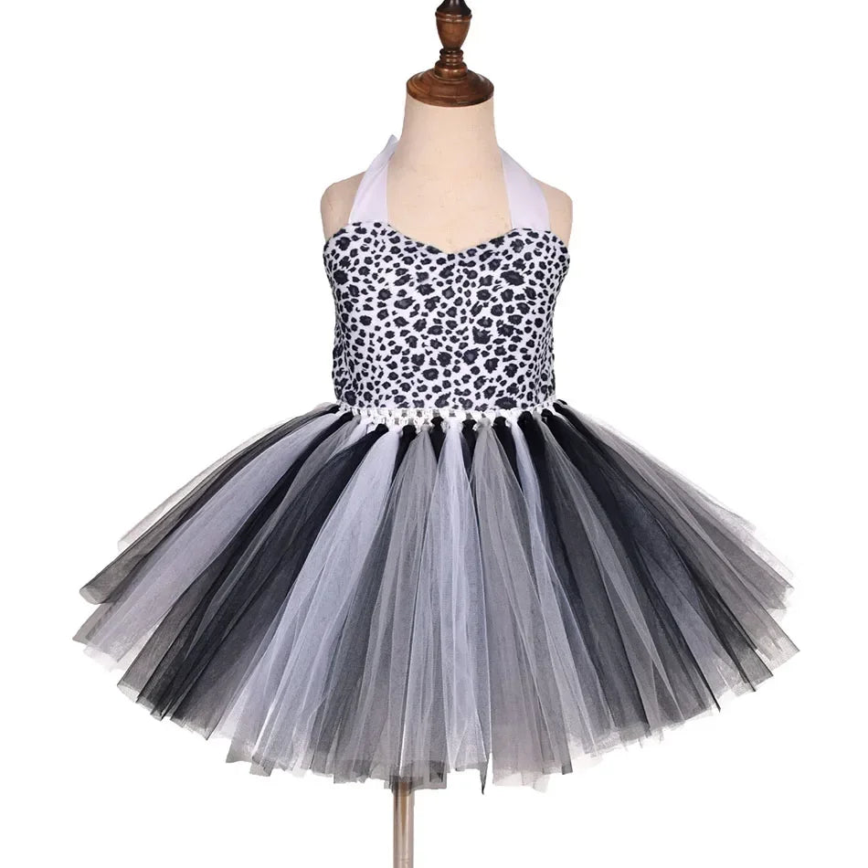 Halloween Animal Cosplay Costume for Children Forest Theme Cows Tiger Giraffe Leopard Zebra Tutu Dresses Performance Dance Sets