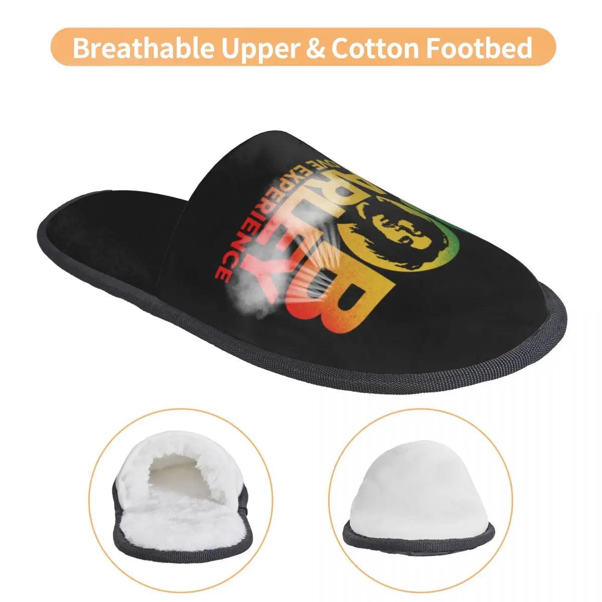 Jamaica Singer Reggae Rock Bob Marley Comfort Scuff Memory Foam Slippers Women Hotel House Shoes - Lizard Vigilante