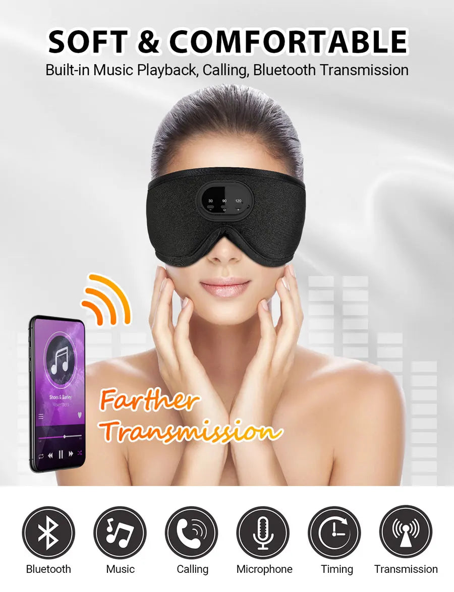 White noise version 3D wireless music sleep headset bluetooth eye mask microphone call manufacturers Dropshipping Christmas Gift - Premium  from Lizard Vigilante - Just $37.99! Shop now at Lizard Vigilante