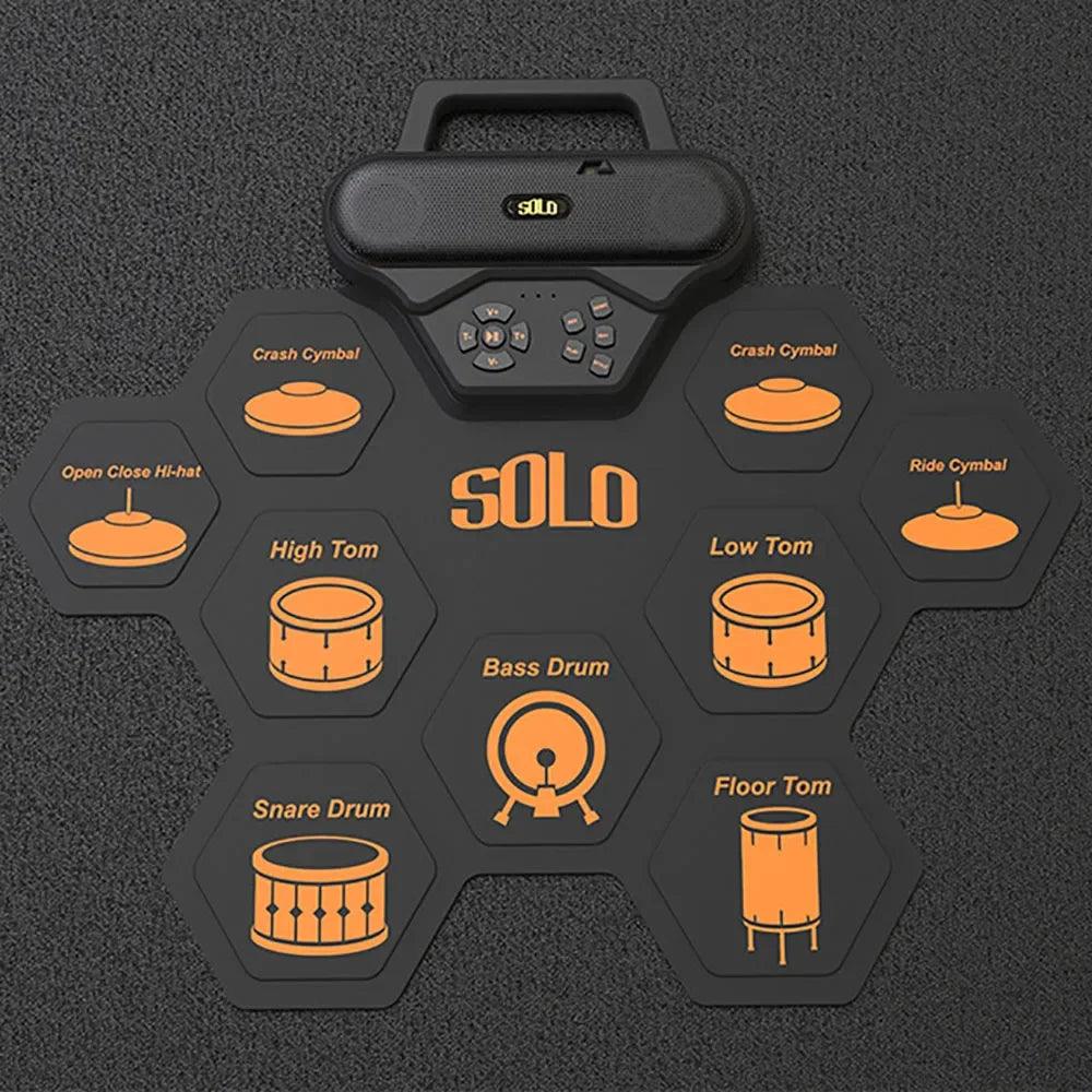 Roll Up Drum Practice Pad Electronic Drum Set Midi Kit with Headphone Jack Built-in Speaker Pedal Sticks Gift For Kids - Lizard Vigilante