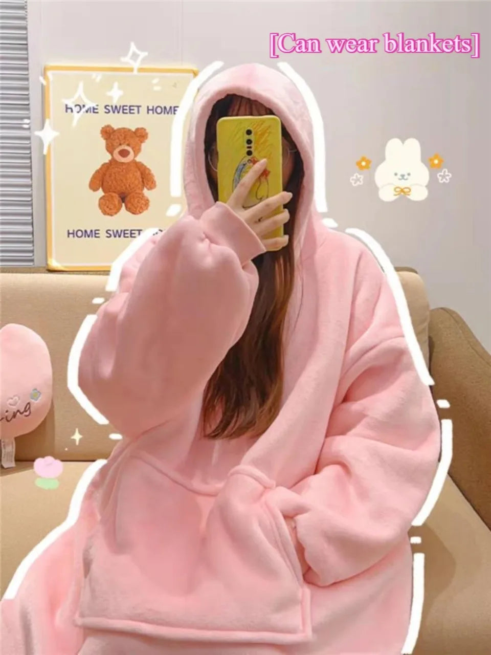 Flannel Warm Sleepwear Lazy Blanket Winter Nightgown Can Be Worn Out Loose And Plush Thick Couple Cold Proof Warms Home Clothes