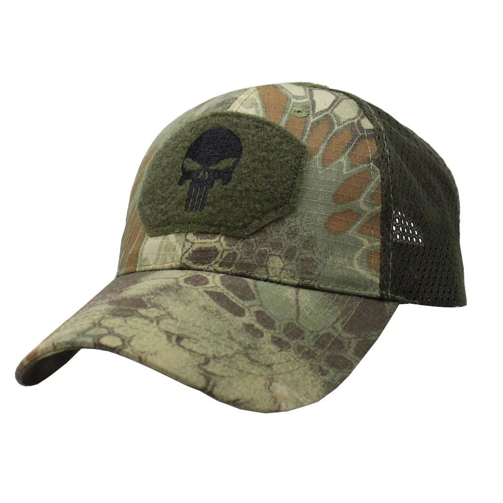 Tactical Camouflage Baseball Cap Mesh Breathable Special Forces Tactical Camo Hat Skull Duck Visor Hat - Premium  from Lizard Vigilante - Just $8.99! Shop now at Lizard Vigilante