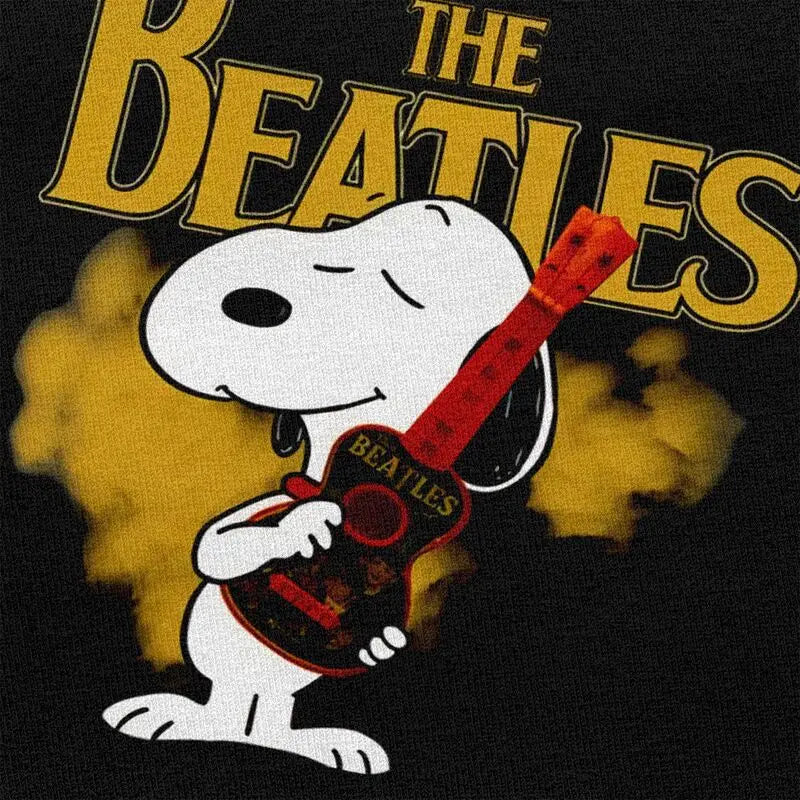 Snoopys The Beatles Dog Rock and Roll T Shirts for Men Soft Cotton Tee Shirt Short Sleeve 60s Novelty T-shirt Gift - Lizard Vigilante