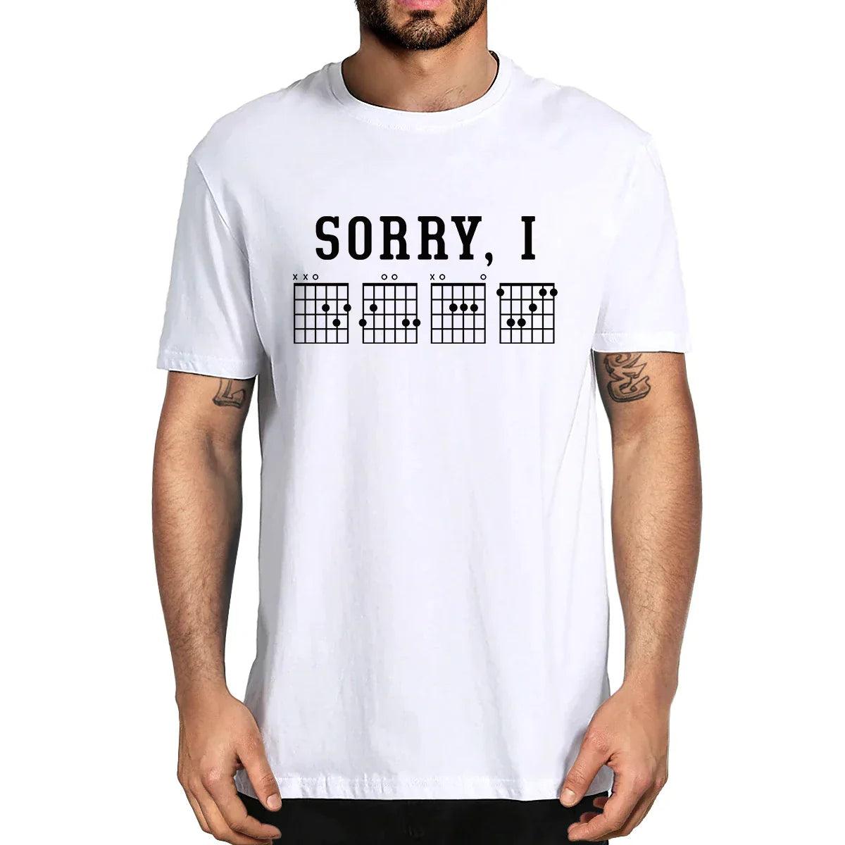 Sorry I-DGAF Hidden Message Guitar Chords Vintage Summer Men's Novelty T-Shirt Women Casual Streetwear Tee 100% Cotton Funny - Lizard Vigilante