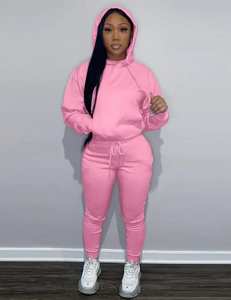 Women's Two-Piece Sweatsuit Set – Long Sleeve Hoodie Top and Jogger Pants Casual Tracksuit for Autumn & Winter - Premium sweatsuit from Lizard Vigilante - Just $58.88! Shop now at Lizard Vigilante