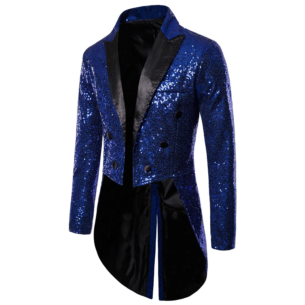 Men's Sequin Button Tuxedo Blazer – Stylish Coat for Weddings and Celebrations - Premium blazer from Lizard Vigilante - Just $53.88! Shop now at Lizard Vigilante