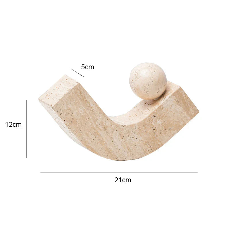 Travertine Sculptures and Figurines Archway Shape Statue for Shelf Coffee Table TV Cabinet Bookshelf Living Room Home Decoration