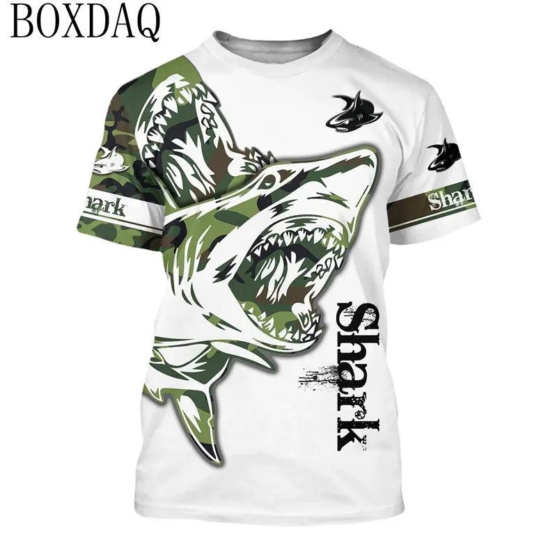 Summer 2024 Shark Attacks T-Shirts For Men's Beach Casual Summer 3d Print Killer Street Style Man T Shirt Short O-Neck Love Shark Trend Hip Hop Tops Tee 6XL Plus Size - Lizard Vigilante