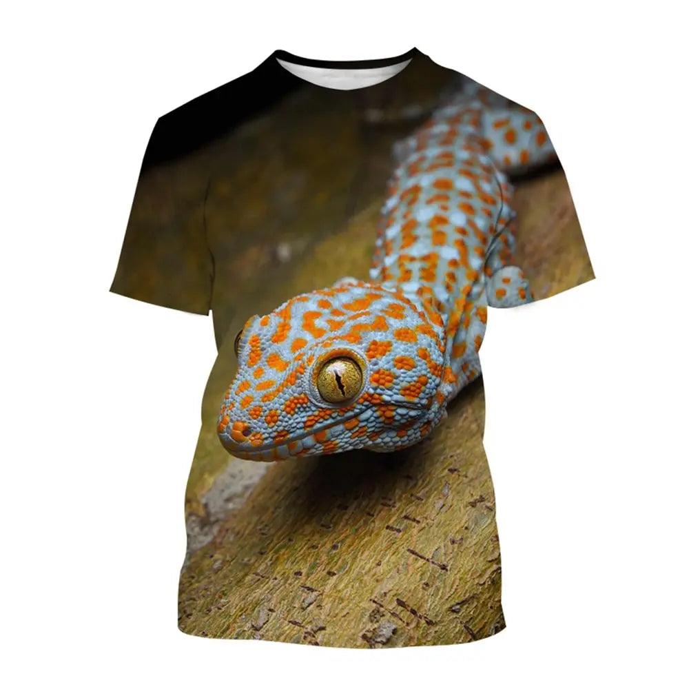 Reptile Gecko Lizard 3D Print T-shirt Summer Funny Animal T Shirts Men O-Neck Short Sleeve Streetwear Kids Oversized Harajuku Tee Tops - Lizard Vigilante