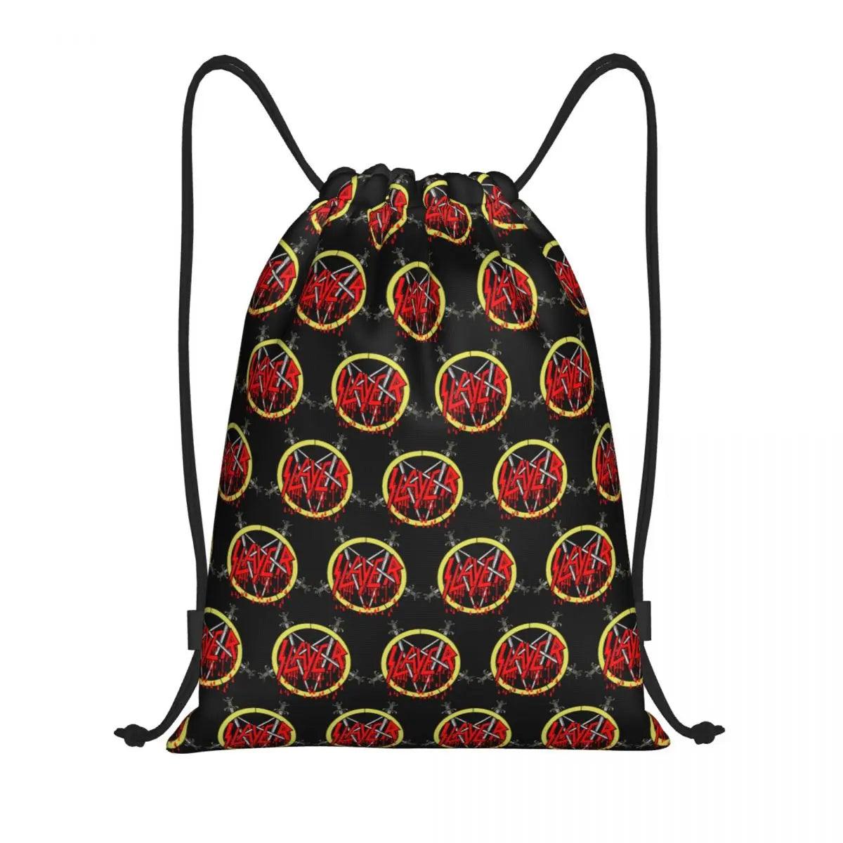 Heavy Metal Rock Slayers Logo Drawstring Bags Women Men Portable Sports Gym Sackpack Thrash Band Shopping Backpacks - Lizard Vigilante