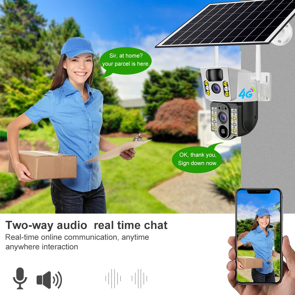 8MP 4K Wireless Solar Camera 4G Sim Outdoor Dual Lens Wifi IP Camera PIR Night Vision V380 Pro CCTV Security Protection Monitor - Premium  from Lizard Vigilante - Just $193.99! Shop now at Lizard Vigilante
