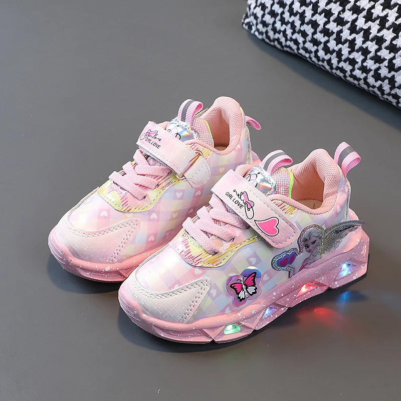 Pink Elsa Princess LED Lighting Sneakers for Baby Girls - Premium Sneakers from Lizard Vigilante - Just $28.88! Shop now at Lizard Vigilante