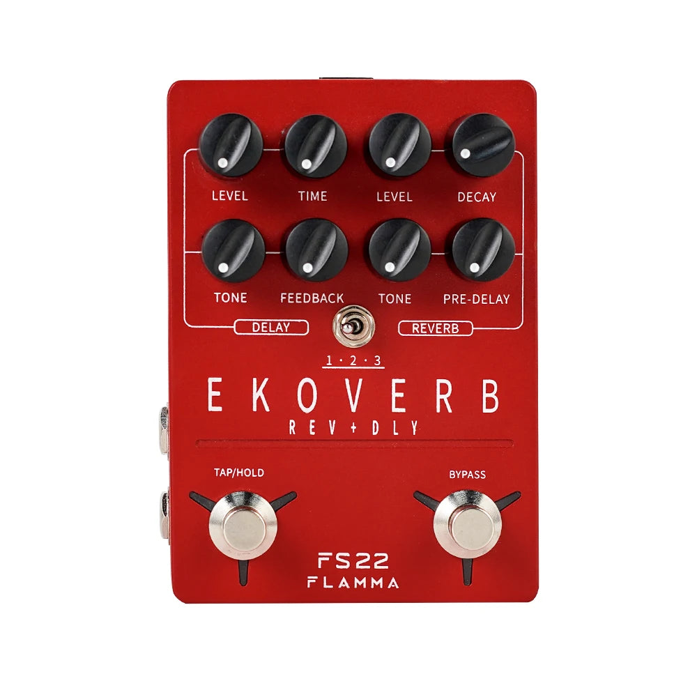 FLAMMA FS22 “Ekoverb Blood-Red Ghost” — Dual Reverb/Delay Pedal With Freeze, Trails, Tap Tempo & Stereo Mayhem