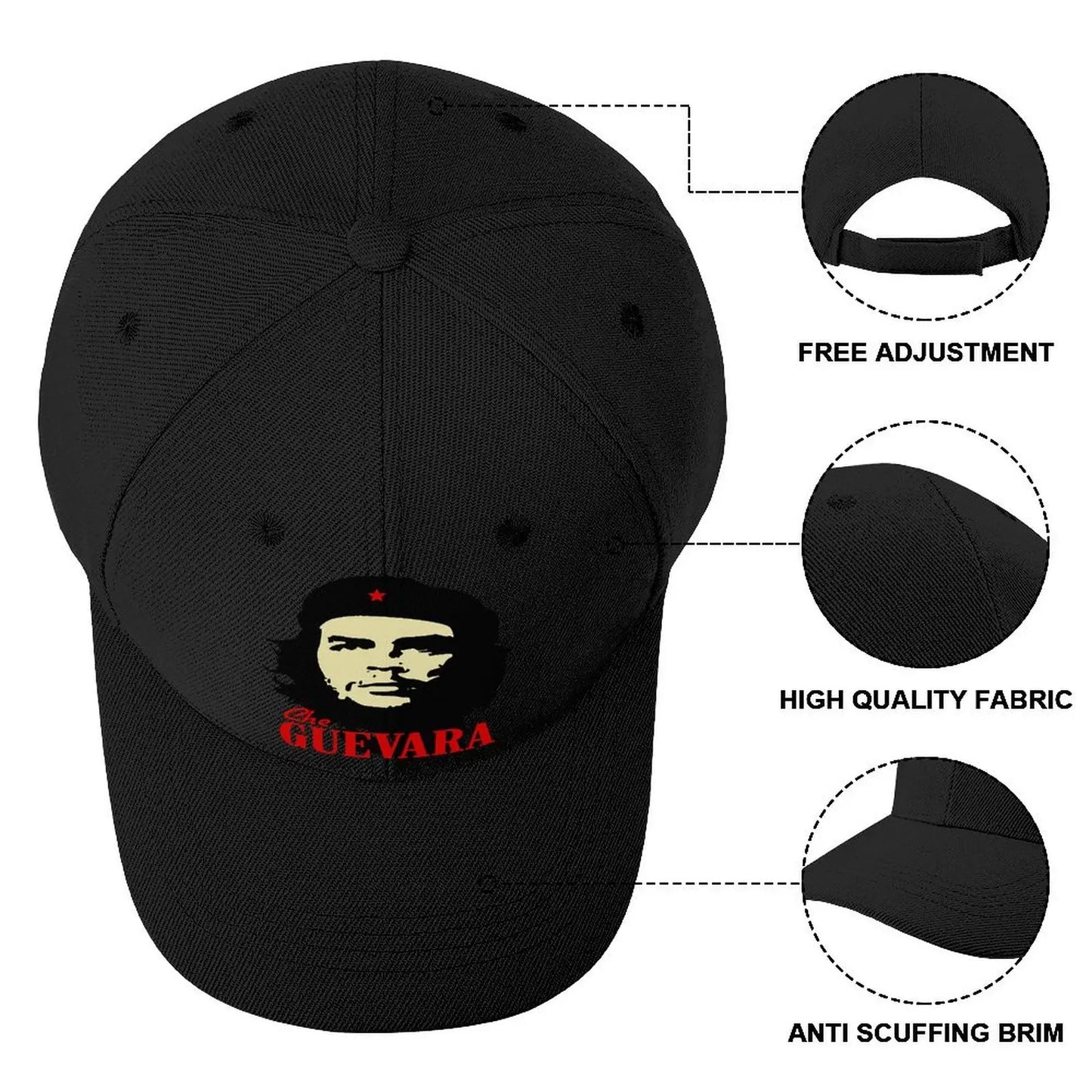 Che Guevara Baseball Cap – Traditional Hipster Hat with Cartoon Logo - Premium Baseball cap from Lizard Vigilante - Just $23.88! Shop now at Lizard Vigilante