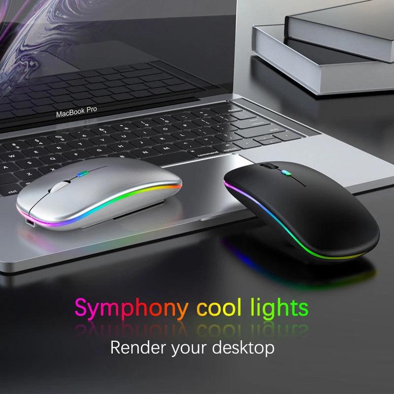 Rechargeable Bluetooth Wireless Mouse with 2.4GHz USB RGB 1600DPI Mouse for Computer Laptop Tablet PC Macbook Gaming Mouse Gamer - Lizard Vigilante