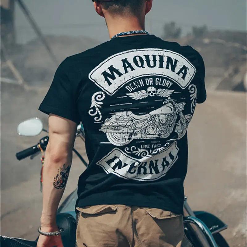 Motorcycle T Shirt for Men Hip Hop Man Tee Shirts Muscles Streetwear Rock Clothing Goth Grunge No Logo Gym Party Katoen Chic Top - Premium t-shirt from Lizard Vigilante - Just $28.99! Shop now at Lizard Vigilante