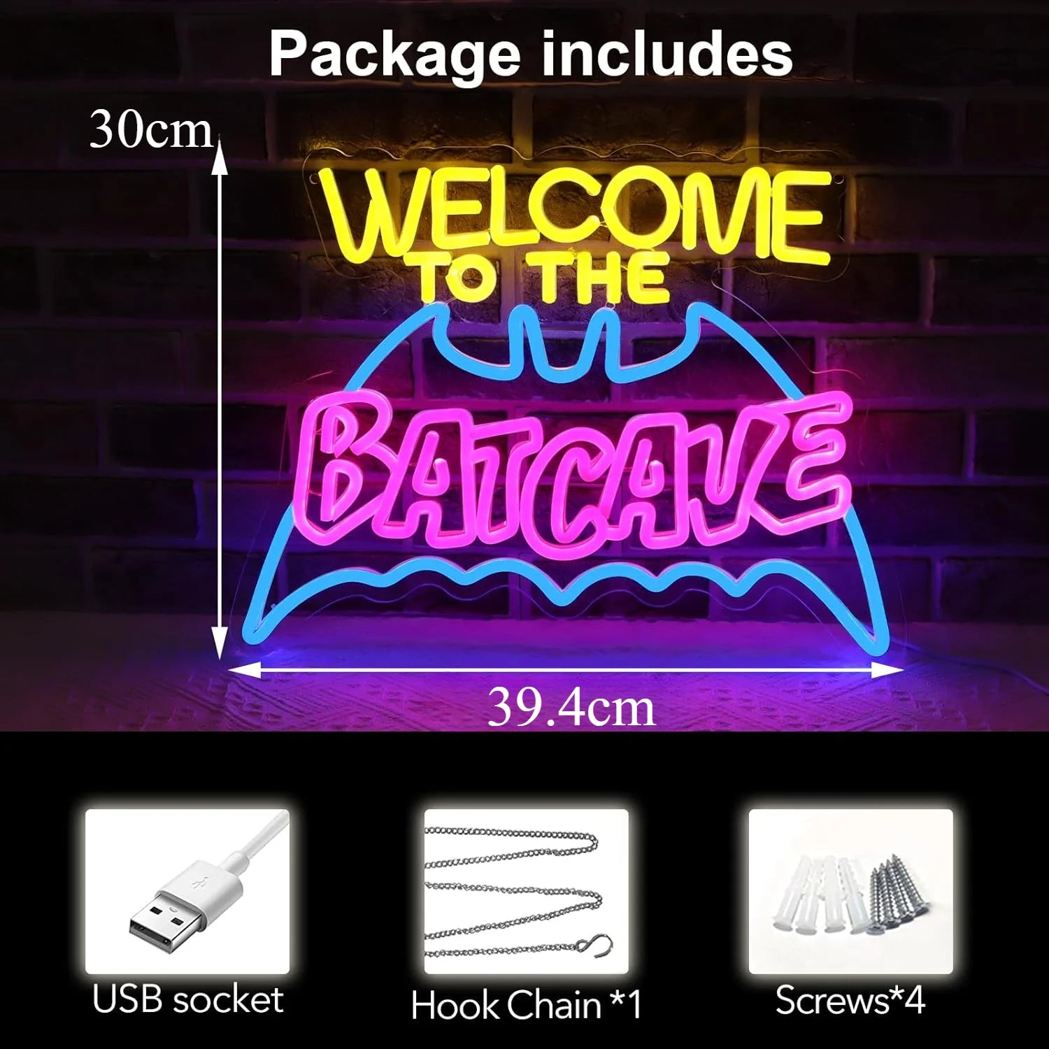 Bat Cave Neon Light Sign – Dimmable LED Neon Wall Decor for Parties, Clubs, and Man Caves - Premium neon sign from Lizard Vigilante - Just $58.88! Shop now at Lizard Vigilante