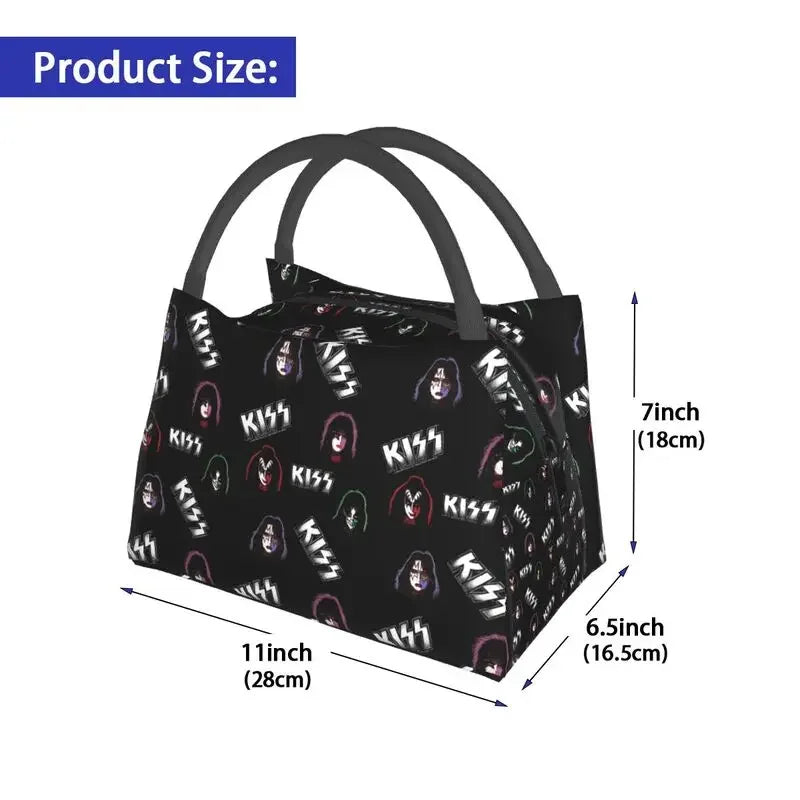 Kiss Heavy Metal Insulated Lunch Bag – Reusable Cooler Thermal Lunch Box for Women - Premium bag from Lizard Vigilante - Just $33.88! Shop now at Lizard Vigilante