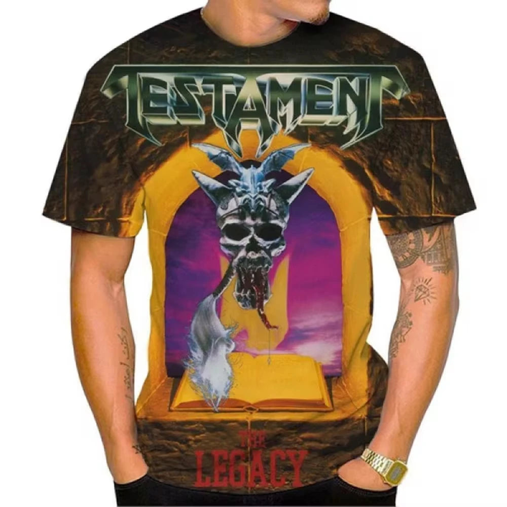 Testament T Shirt 3d Printed Men's Heavy Metal Band Fashion Oversized Streetwear Casual Harajuku Short Sleeve Unisex Clothing - Premium T-Shirt from Lizard Vigilante - Just $23.99! Shop now at Lizard Vigilante